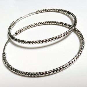 925 Sterling Silver diamond cut hoop earrings 40mm / 4cm